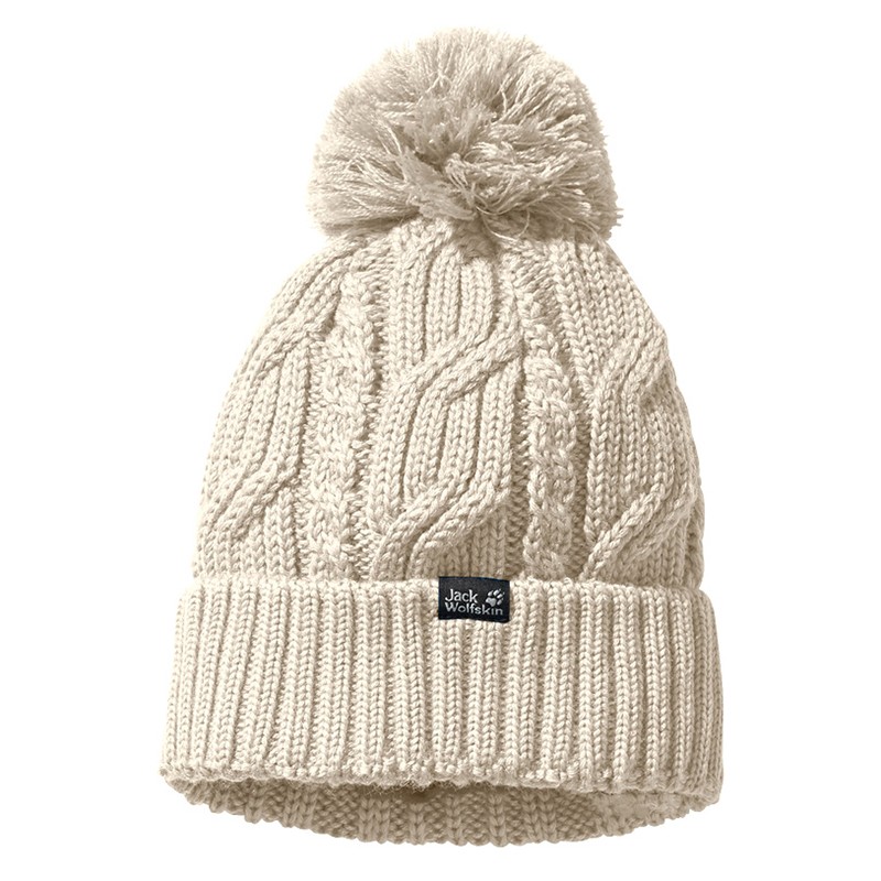Шапка унісекс Jack Wolfskin STORMLOCK POMPOM BEANIE бежева 1905091-5045 — фото 1