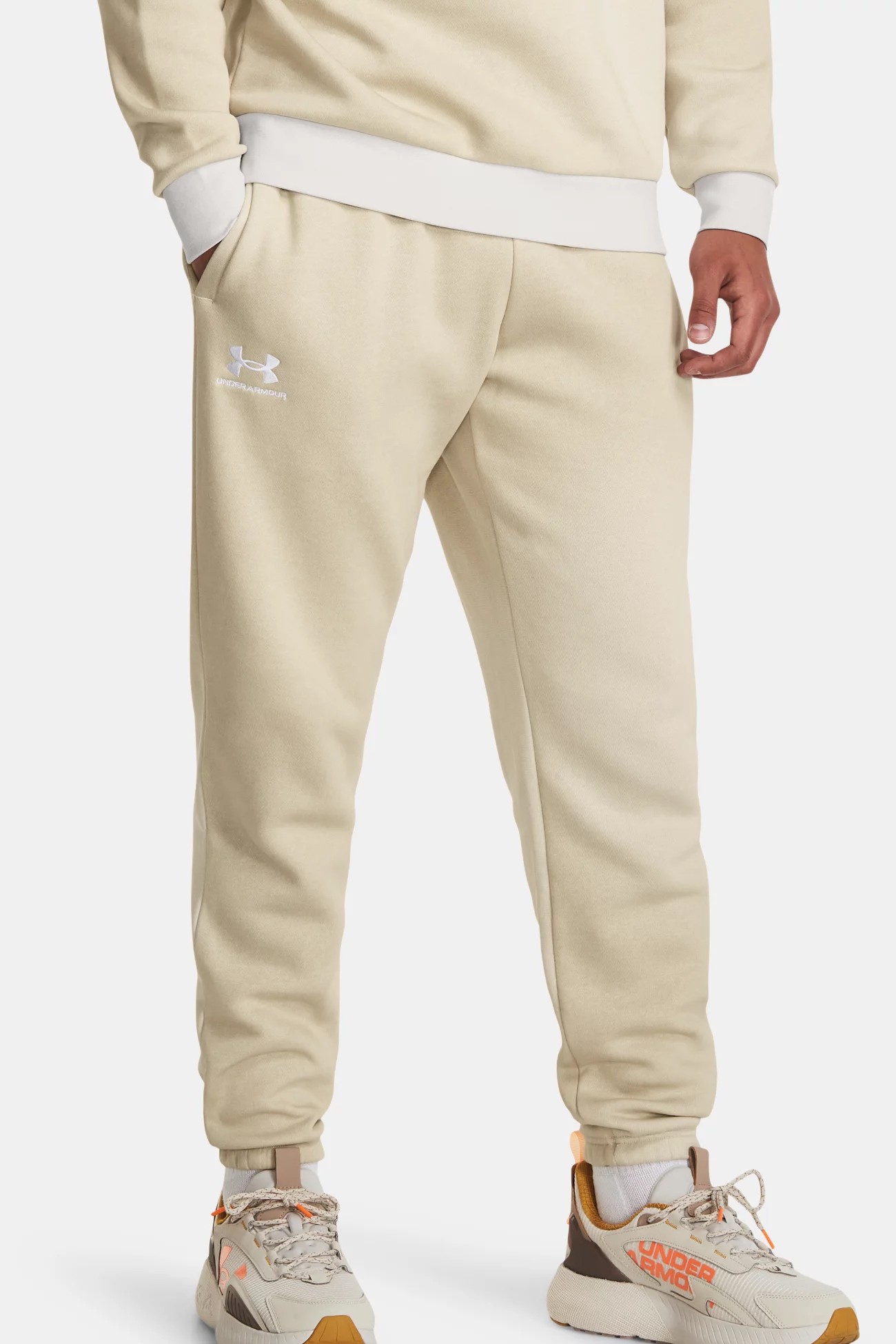 Брюки мужские Under Armour UA Essential Flc Novelty Jgr бежевые 1381216-289 изображение 2