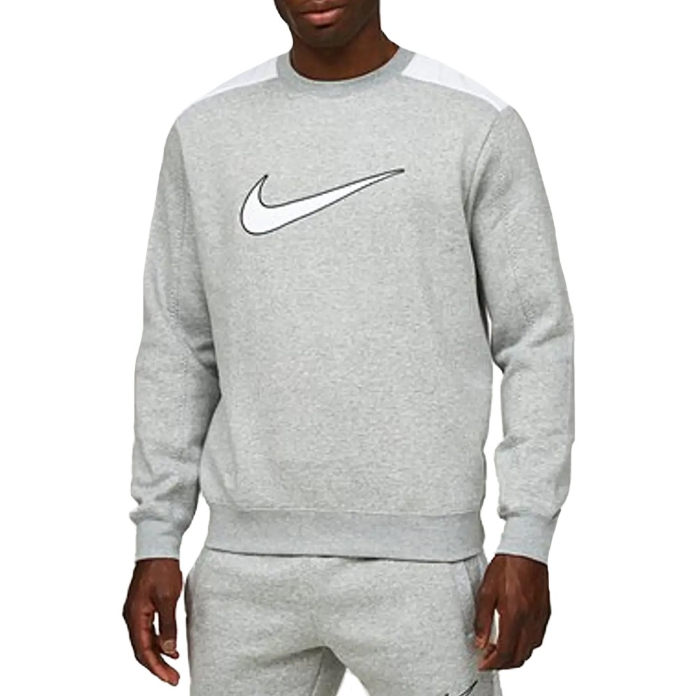 Толстовка мужская Nike M NSW SP FLC CREW BB серая FN0245-063
