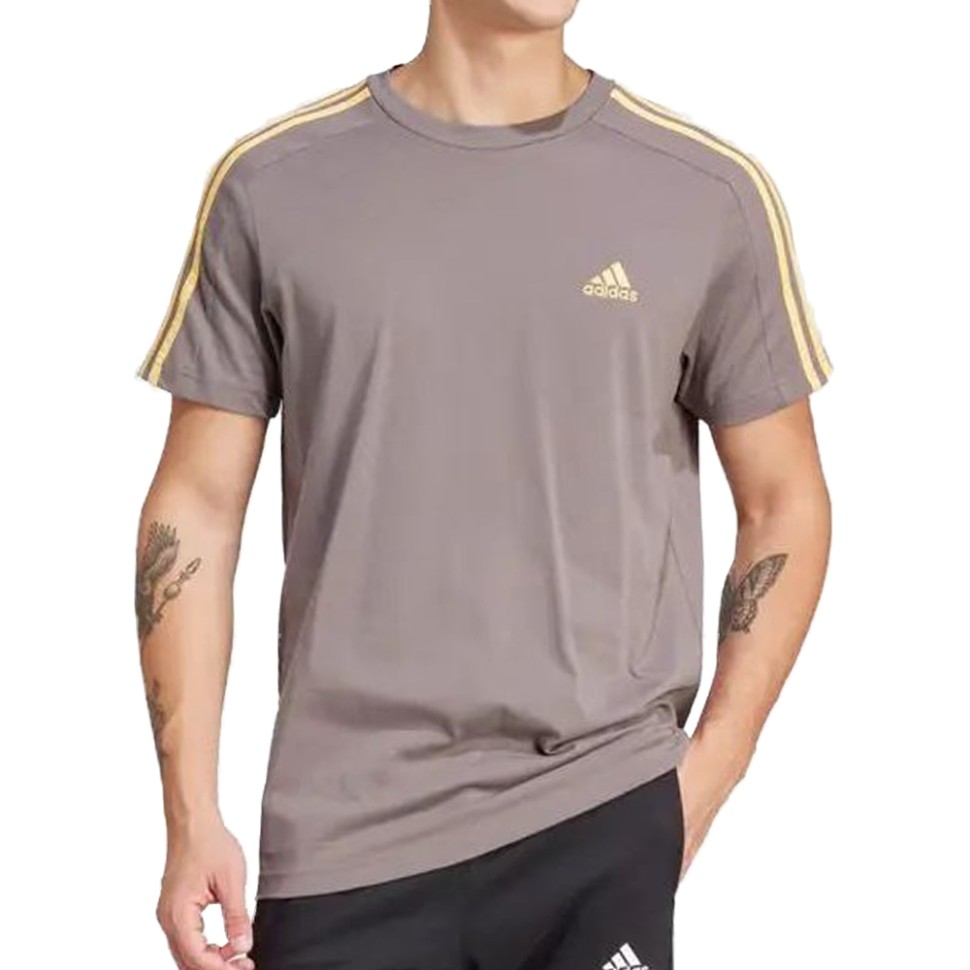 Футболка чоловіча Adidas M 3S SJ T коричнева IS1334 — фото 1