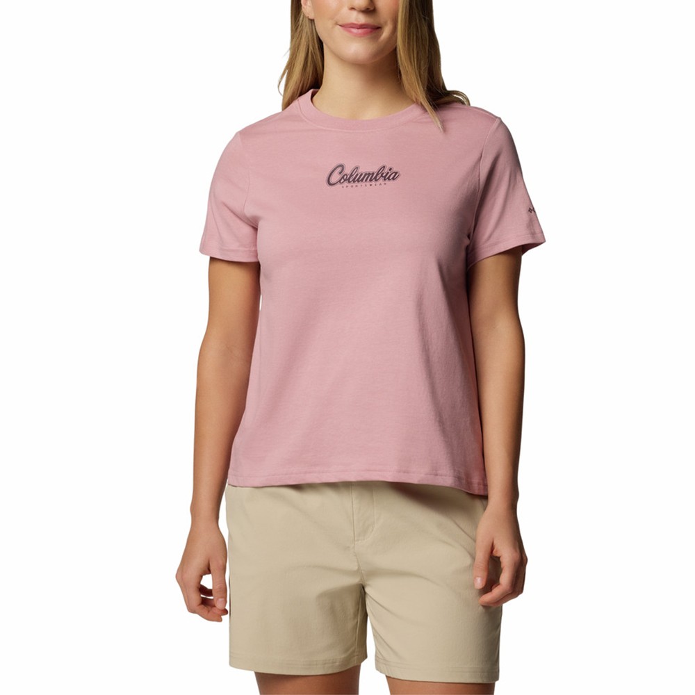 Футболка женская Columbia Rolling Bend™ Graphic SS розовая 2120021-659