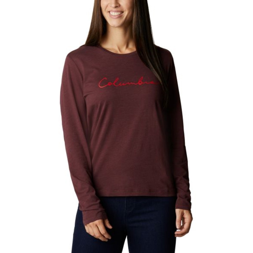 Футболка жіноча Columbia Trek™ Relaxed LS Tee бордова 1960011-671 — фото 1