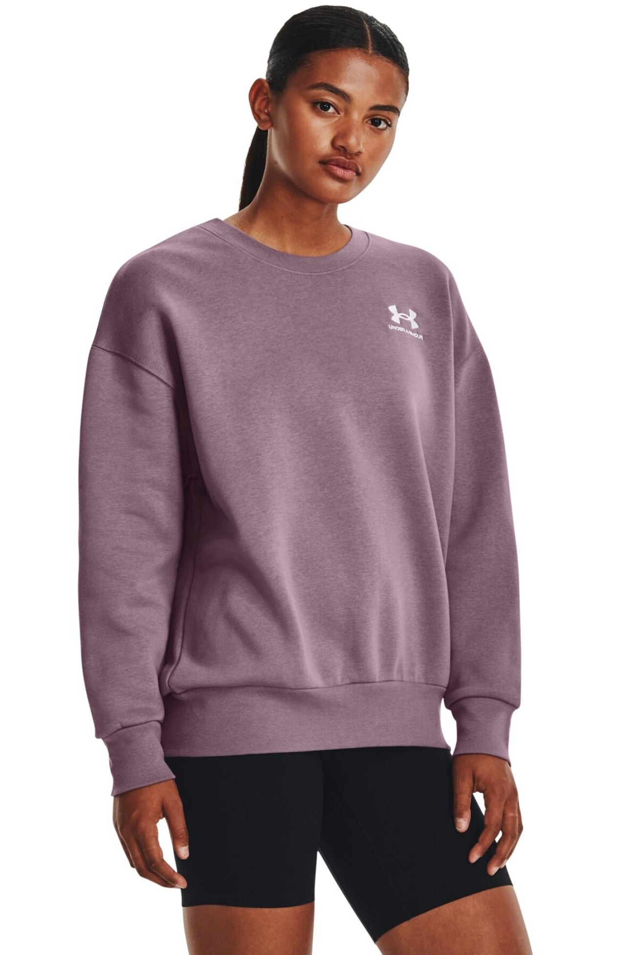 Толстовка женская Under Armour Essential Flc OS Crew фиолетовая 1379475-500 изображение 2