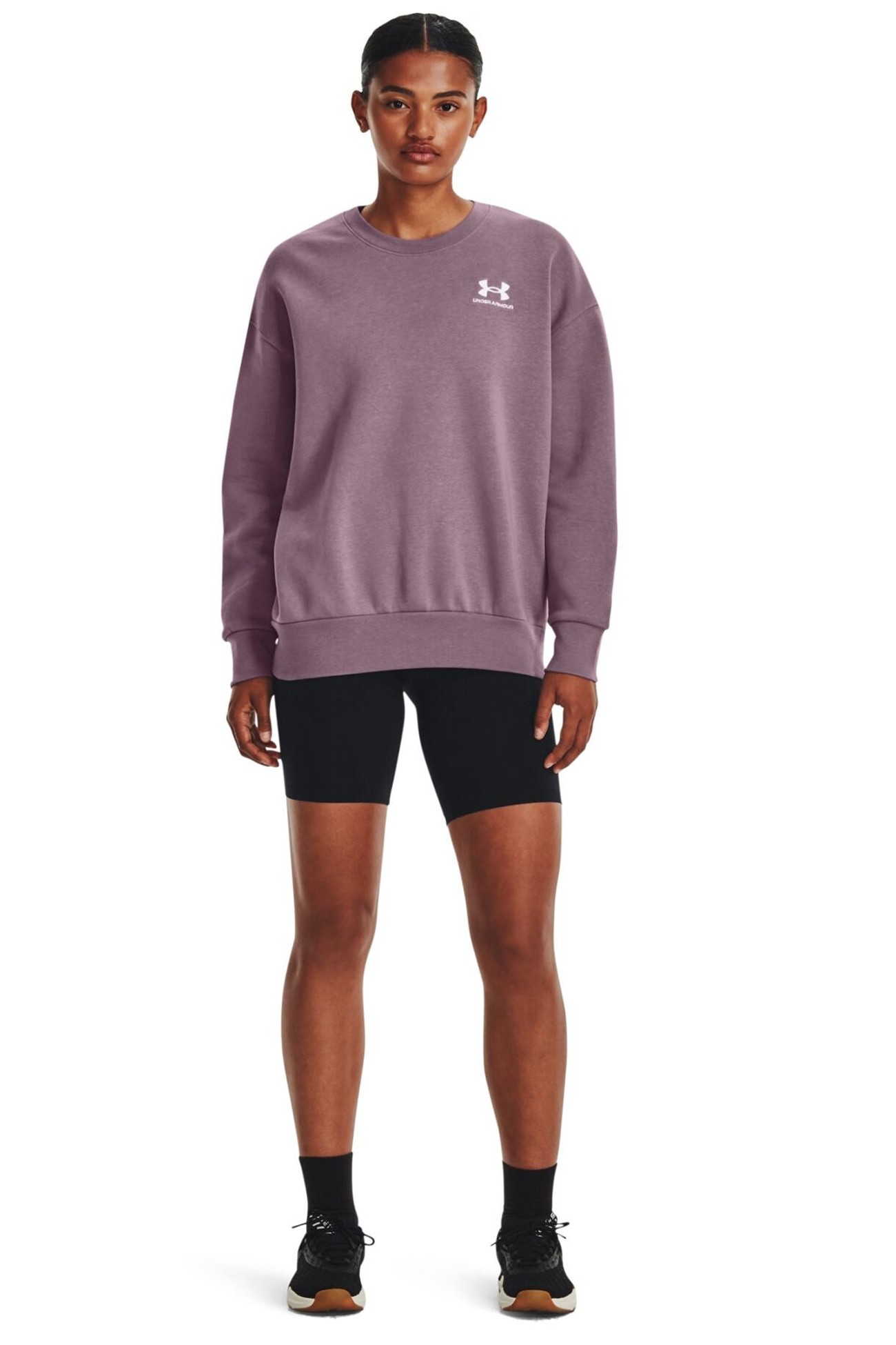 Толстовка женская Under Armour Essential Flc OS Crew фиолетовая 1379475-500 изображение 4