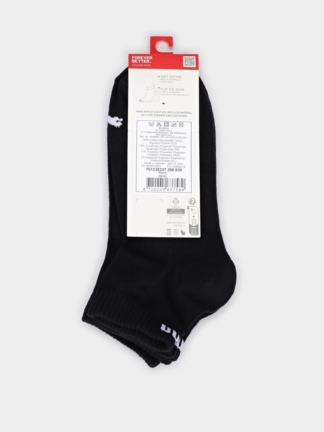 Носки мужские Puma PUMA UNISEX QUARTER PLAIN 3P черные 93858906 изображение 3