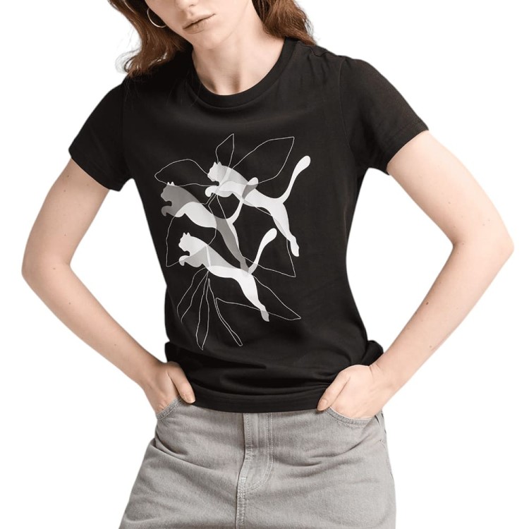 Футболка женская Puma GRAPHICS Branded Leaf Tee черная 68508201
