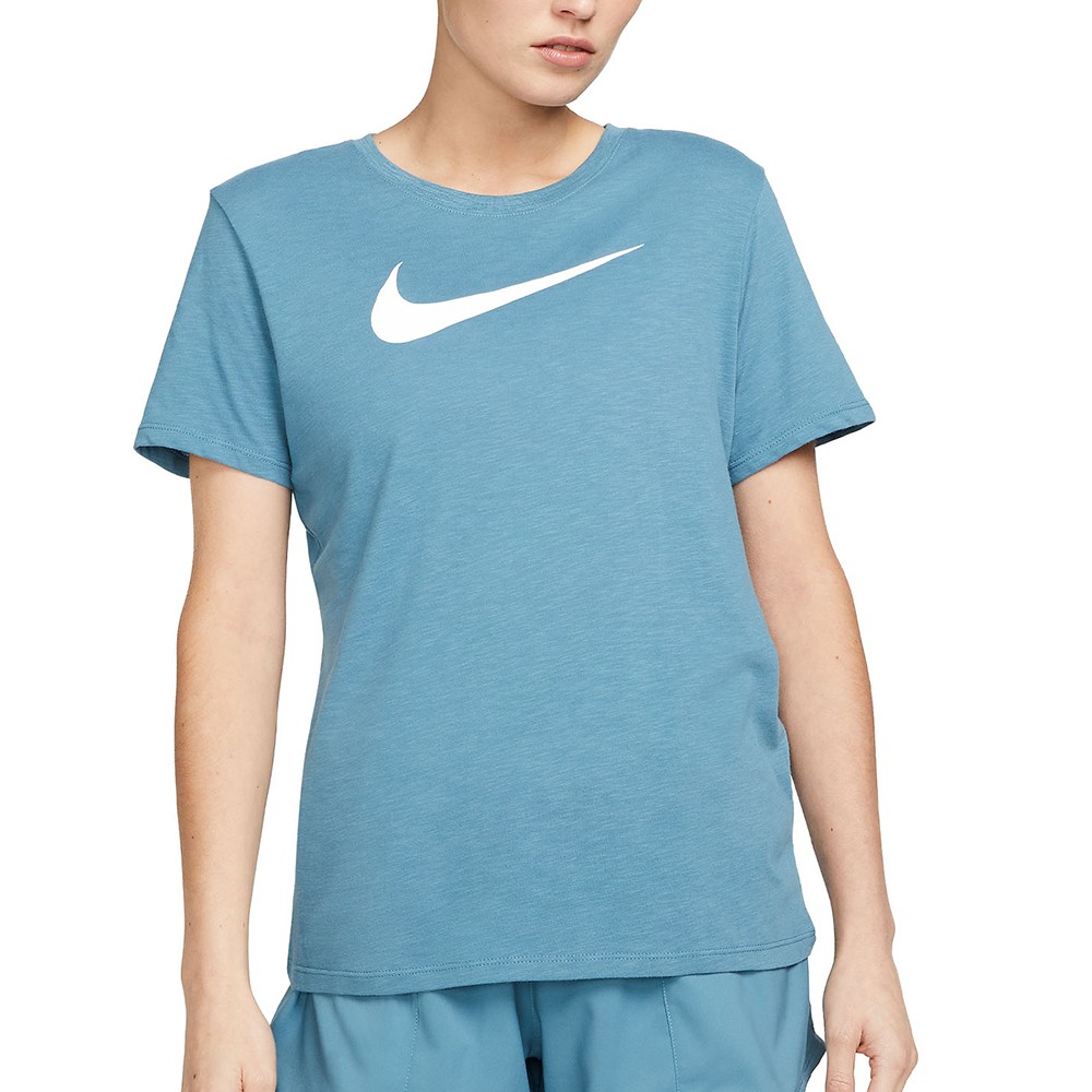 Футболка женская Nike W NK DF TEE SWOOSH синяя FD2884-440