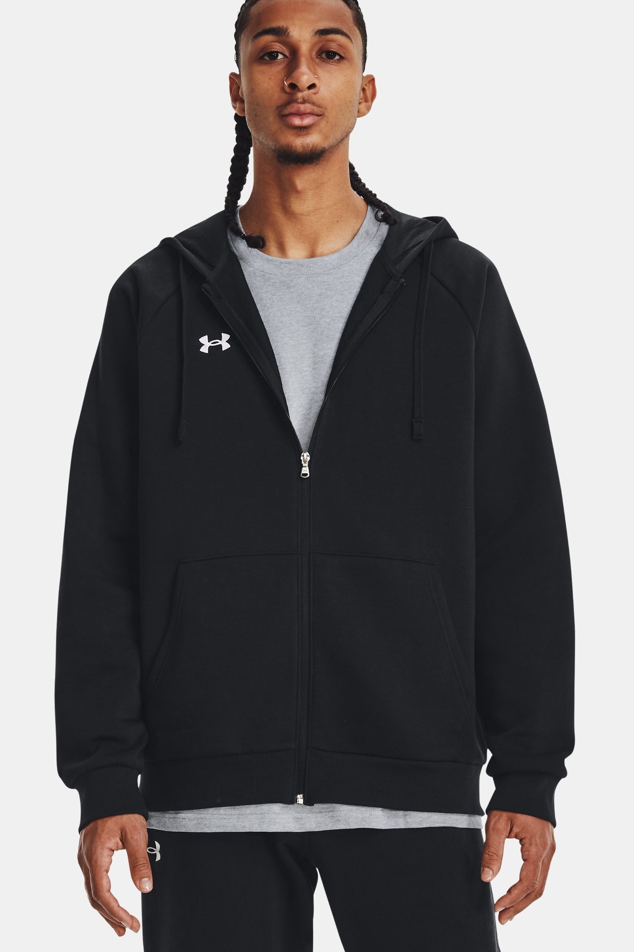 Толстовка мужская Under Armour UA Rival Fleece FZ Hoodie черная 1379767-001 изображение 2