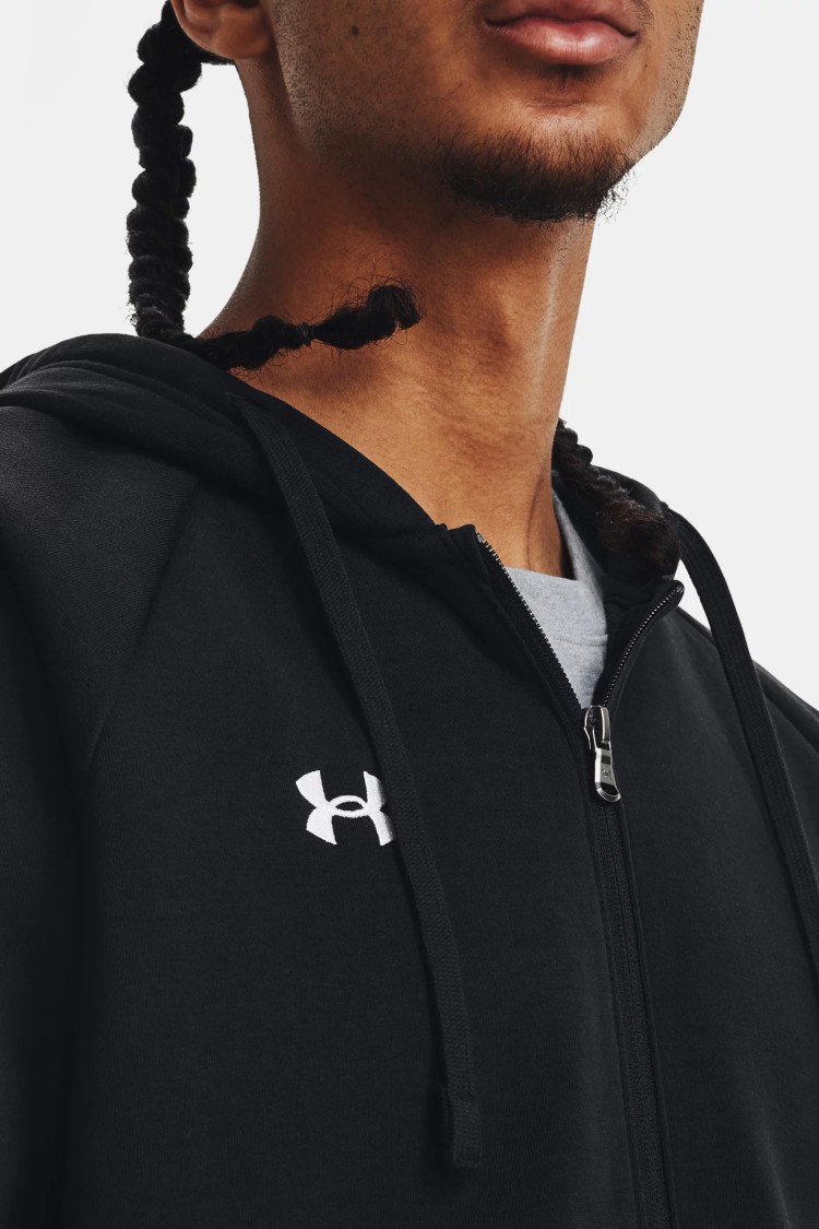 Толстовка чоловіча Under Armour UA Rival Fleece FZ Hoodie чорна 1379767-001 изображение 5