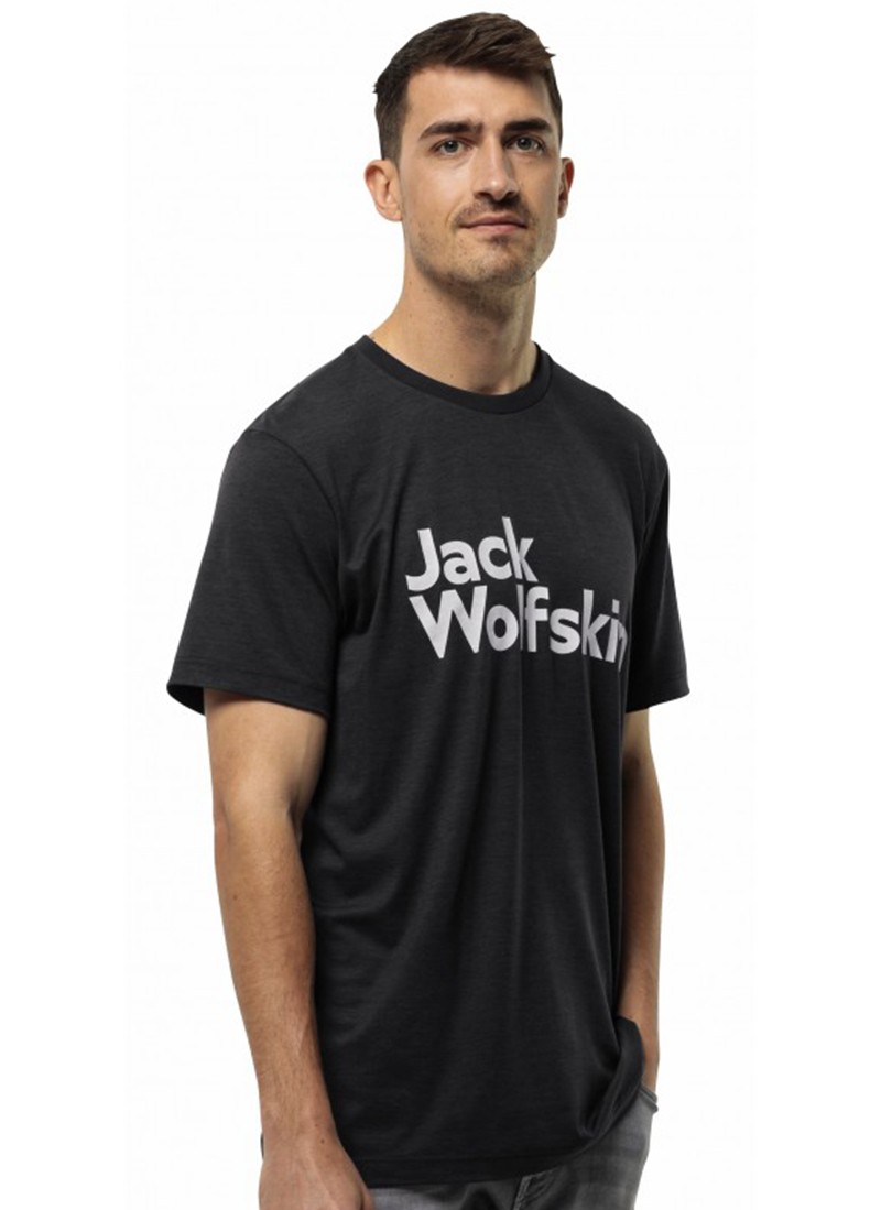 Футболка чоловіча Jack Wolfskin BRAND T M чорна 1809771-6000 изображение 2