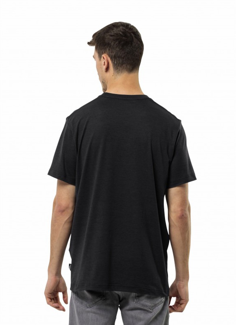 Футболка чоловіча Jack Wolfskin BRAND T M чорна 1809771-6000 изображение 3