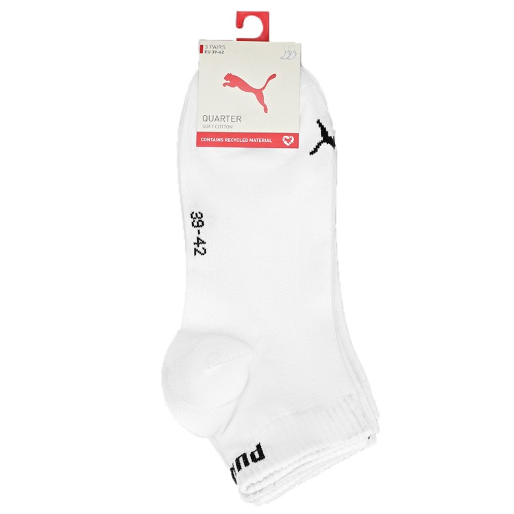 Носки мужские Puma PUMA UNISEX QUARTER PLAIN 3P белые 93858909 изображение 1
