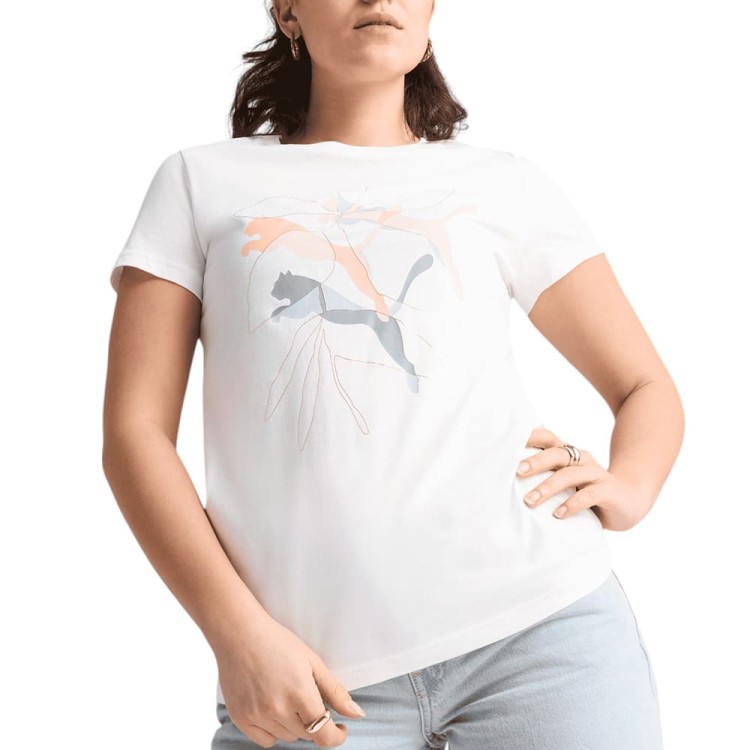 Футболка женская Puma GRAPHICS Branded Leaf Tee белая 68508202