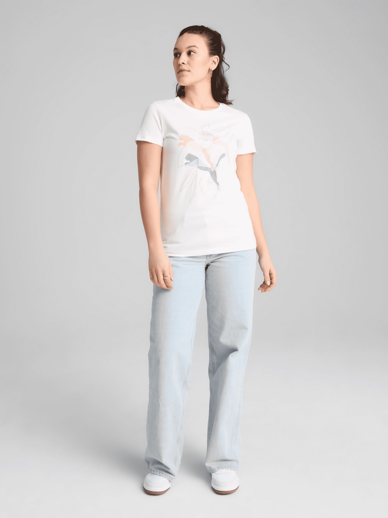 Футболка женская Puma GRAPHICS Branded Leaf Tee белая 68508202 изображение 4