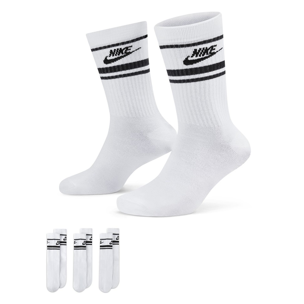 Носки Nike U NK NSW EVERYDAY ESSENTIAL CREW 3PR - 144 STRIPES белые DX5089-103 — Sport City Носки Nike U NK NSW EVERYDAY ESSENTIAL CREW 3PR - 144 STRIPES белые DX5089-103
