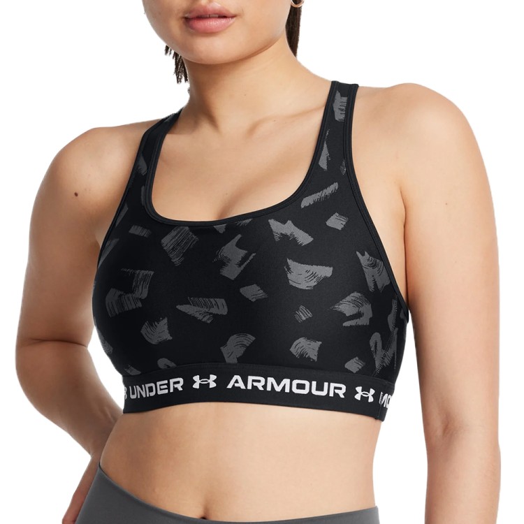 Бра женский Under Armour Crossback Mid Print черный 1361042-009