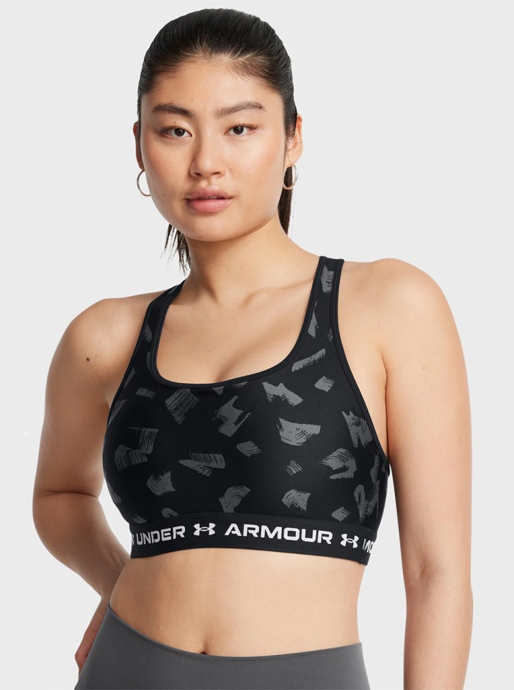Бра женский Under Armour Crossback Mid Print черный 1361042-009 изображение 2