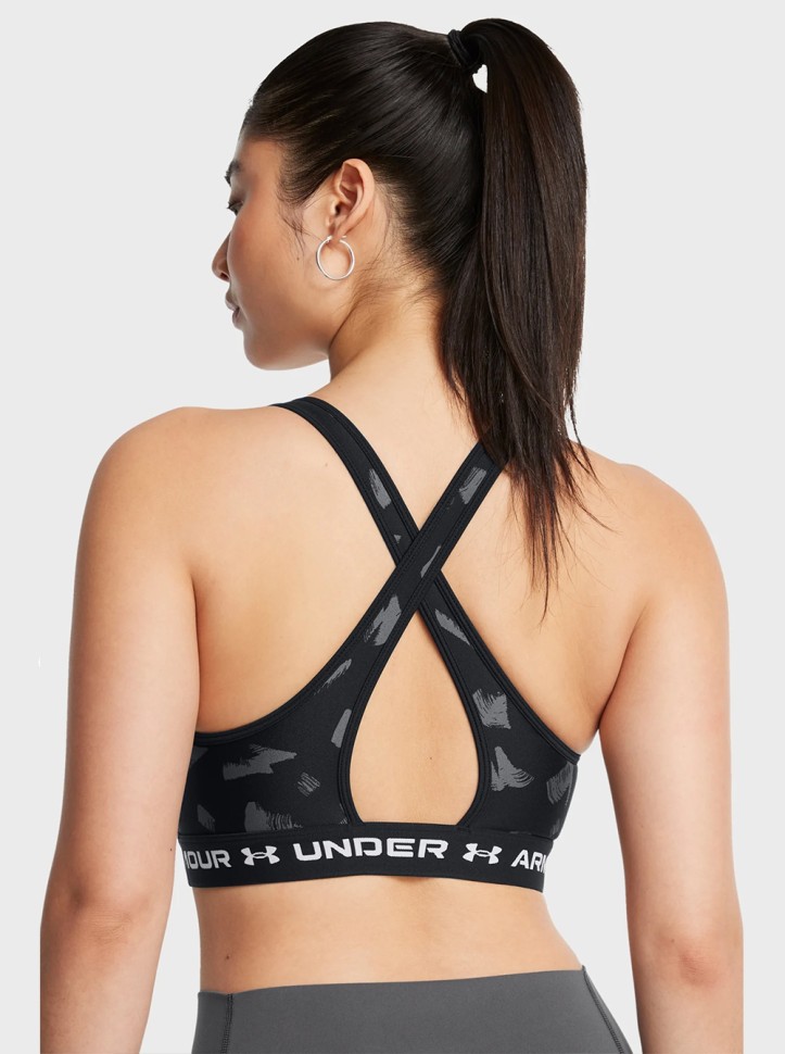 Бра женский Under Armour Crossback Mid Print черный 1361042-009 изображение 3