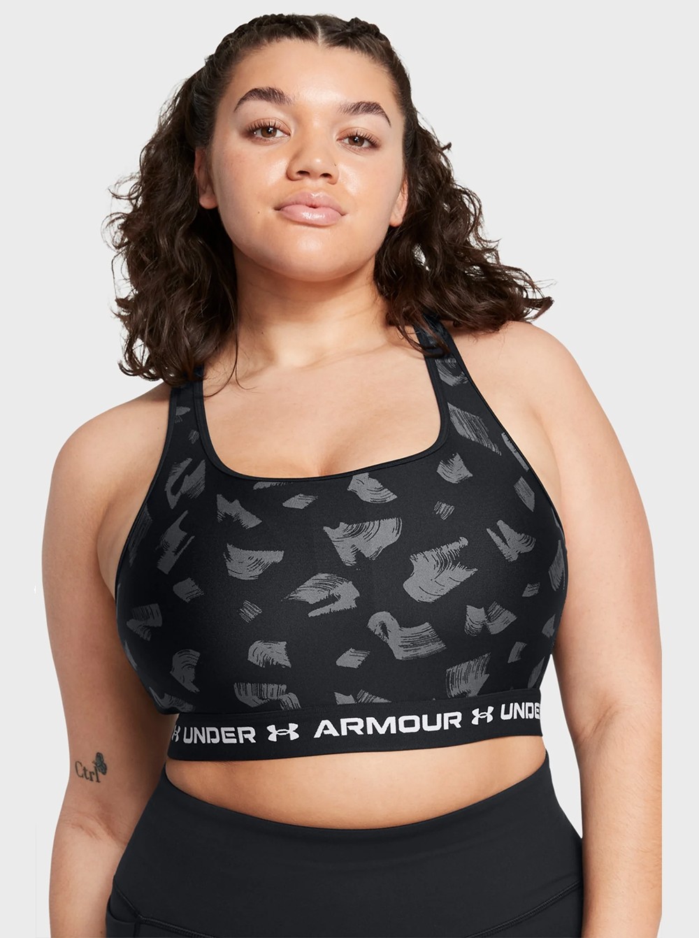 Бра женский Under Armour Crossback Mid Print черный 1361042-009 изображение 4