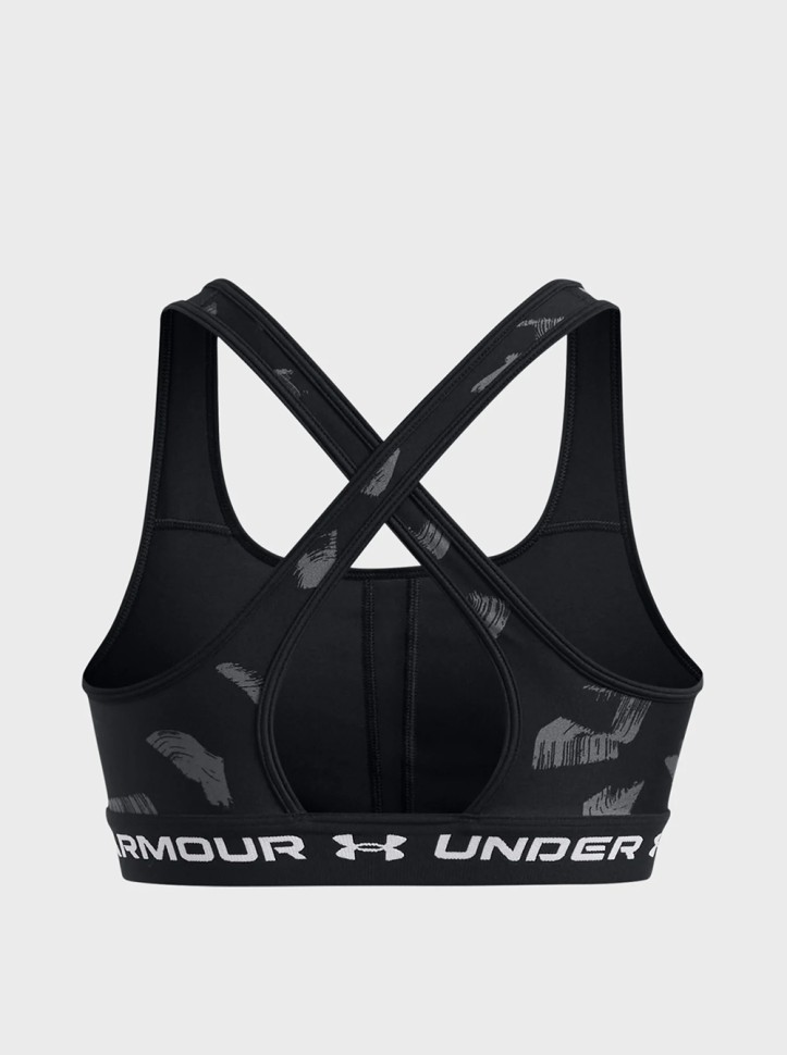Бра женский Under Armour Crossback Mid Print черный 1361042-009 изображение 6