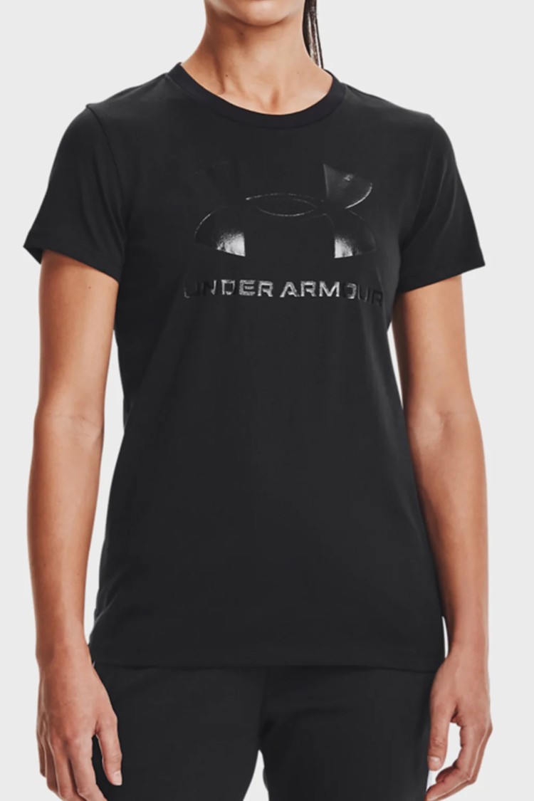 Футболка женская Under Armour UA SPORTSTYLE LOGO SS черная 1356305-002 изображение 2