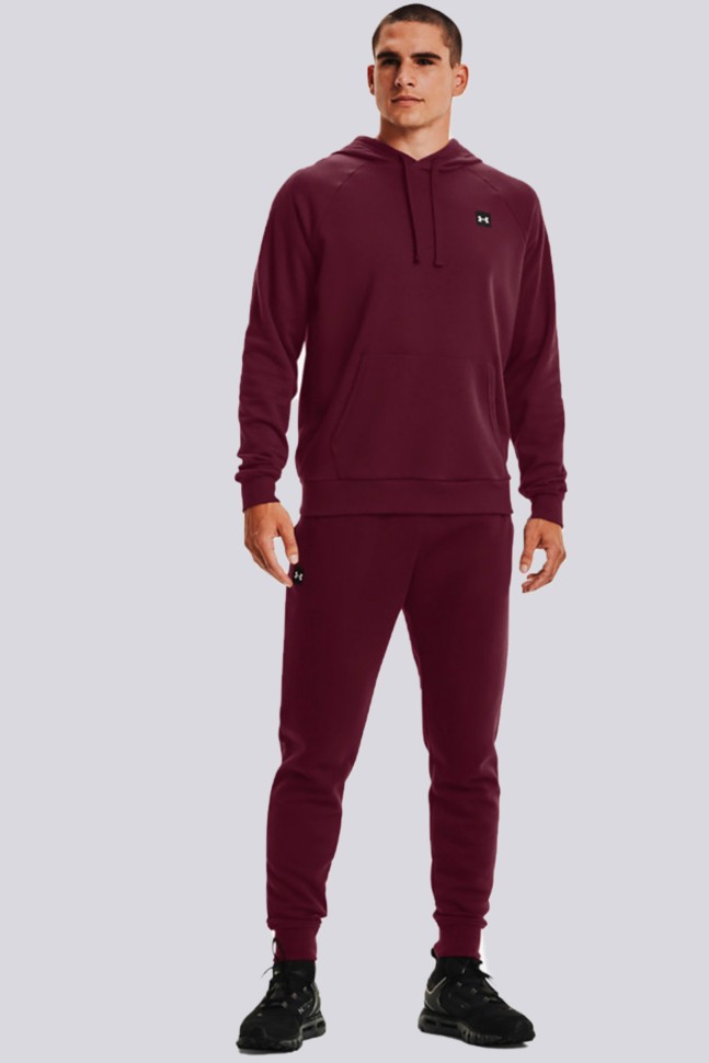 Толстовка мужская Under Armour Ua Rival Fleece Hoodie бордовая 1357092-601 изображение 5