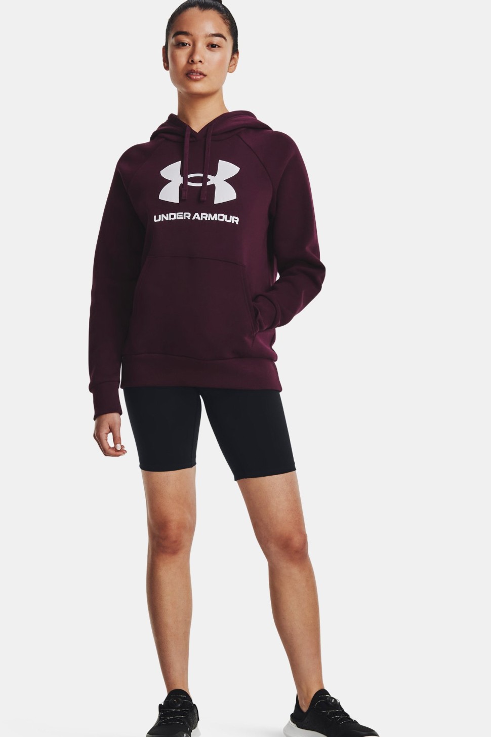 Толстовка жіноча Under Armour UA Rival Fleece Big Logo Hdy бордова 1379501-600 — фото 4