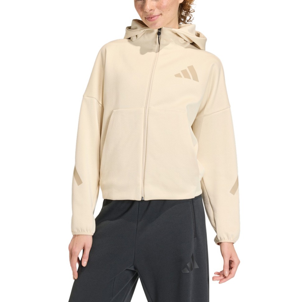 Толстовка женская Adidas W Z.N.E. FZ бежевая KE4746 — Sport City Толстовка женская Adidas W Z.N.E. FZ бежевая KE4746