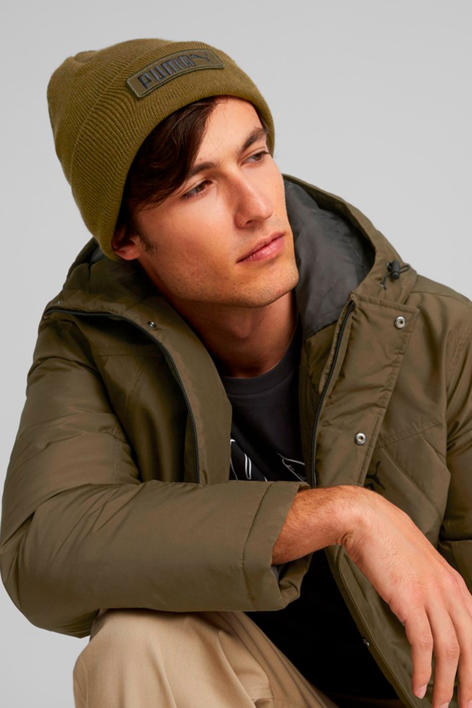 Шапка Puma PUMA Classic Cuff Beanie хакі 02343408 — фото 3