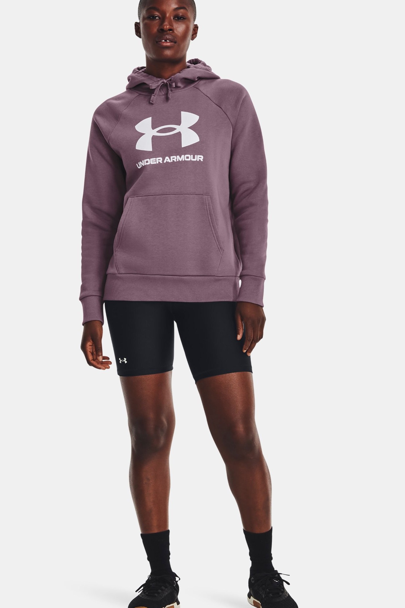Толстовка женская Under Armour UA Rival Fleece Big Logo Hdy фиолетовая 1379501-500 изображение 4