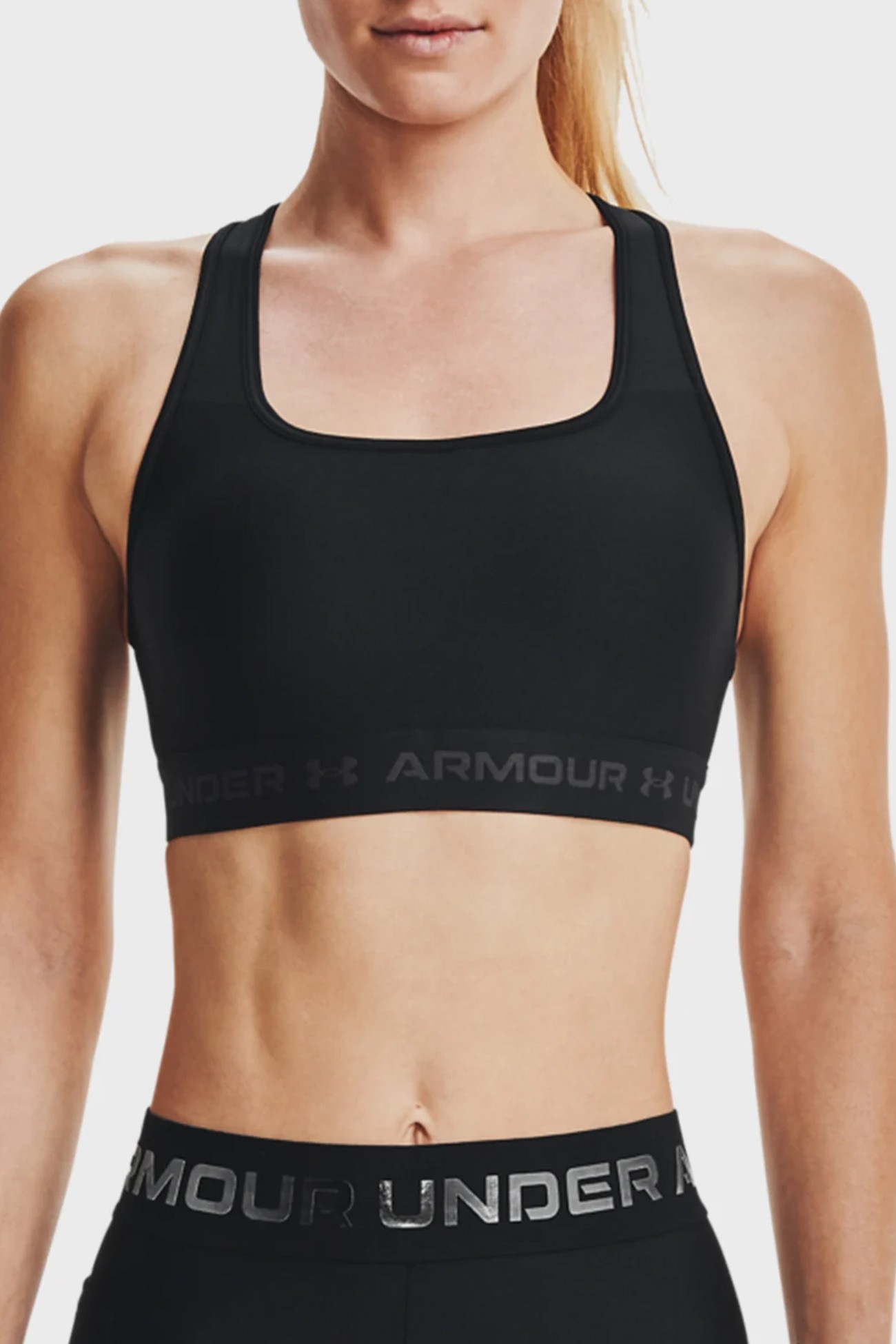 Бра женское Under Armour UA Crossback Mid Bra черное 1361034-001 изображение 2