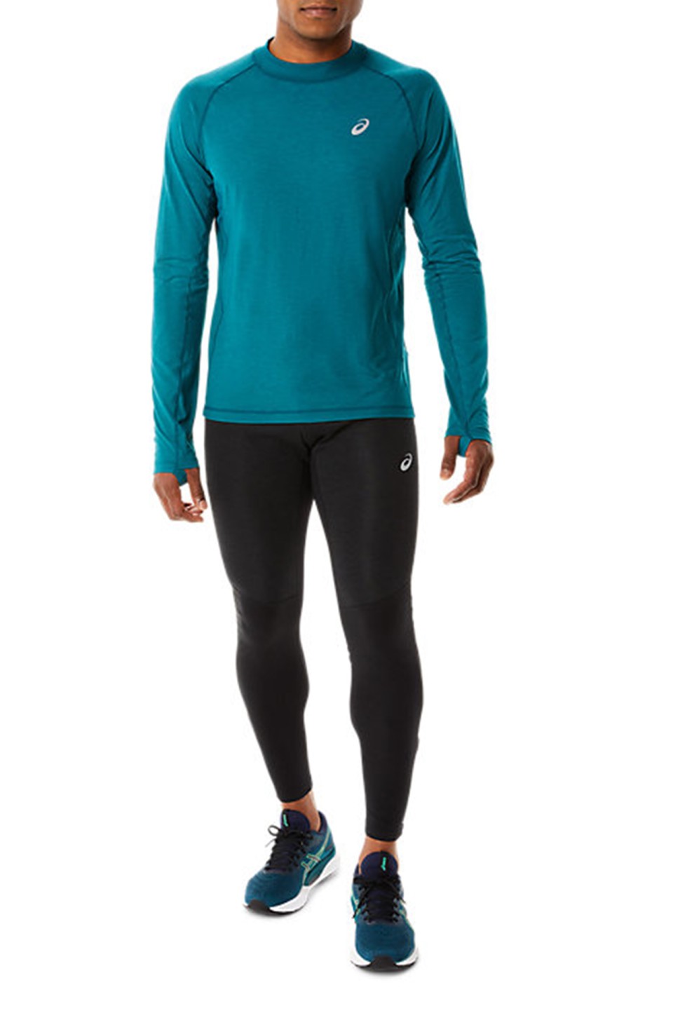 Чоловічий лонгслів Asics Winter Run Ls Top синій 2011C399-300 — фото 2
