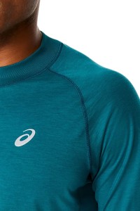 Чоловічий лонгслів Asics Winter Run Ls Top синій 2011C399-300 изображение 4