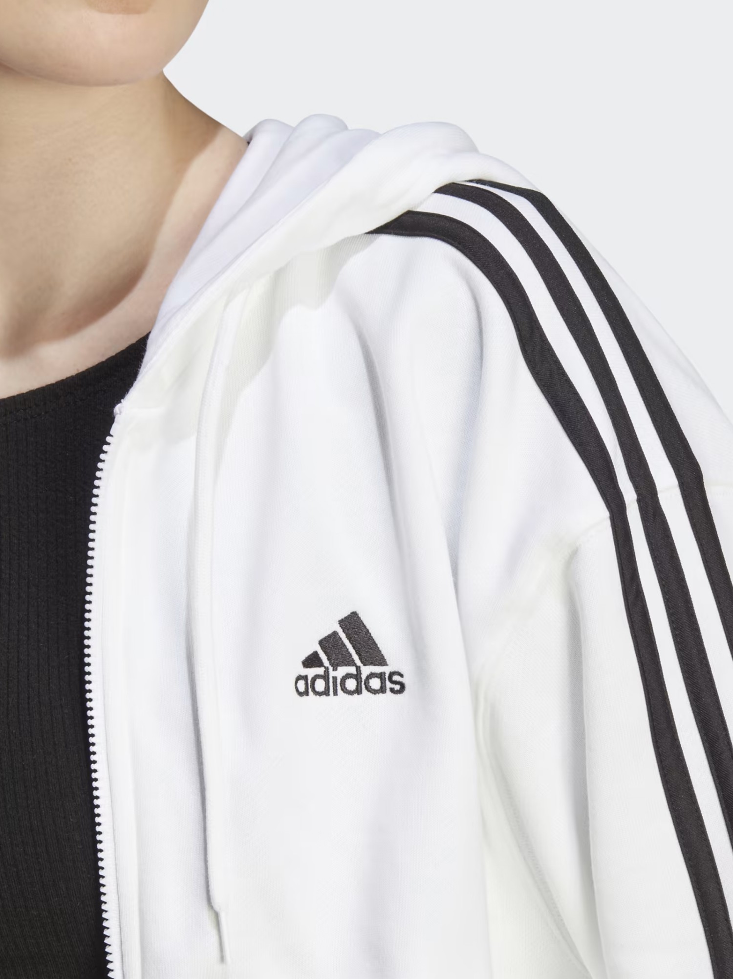 Толстовка женская Adidas W 3S FT FZ S HD белая IK8387 изображение 4