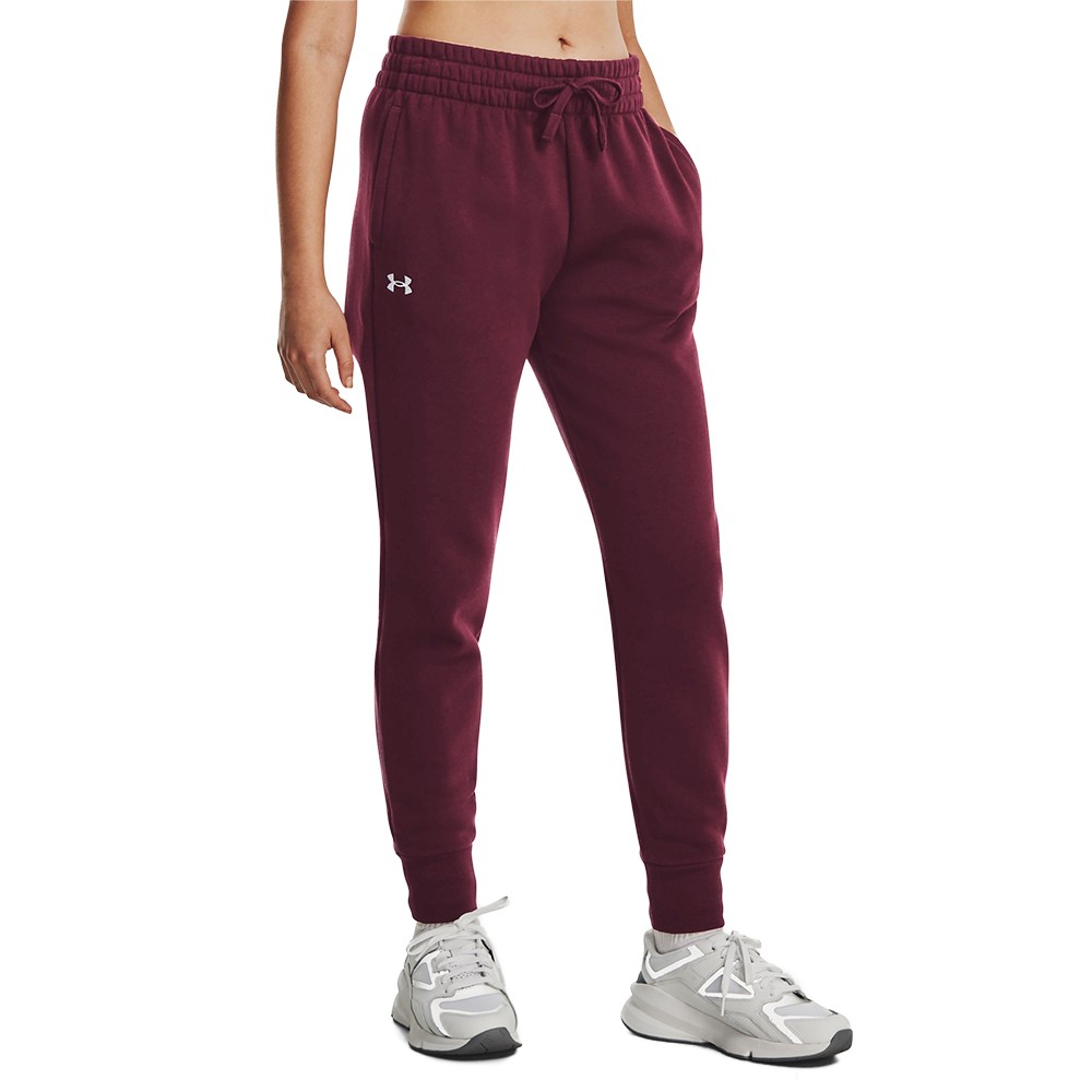 Брюки женские Under Armour UA Rival Fleece Jogger бордовые 1379438-600