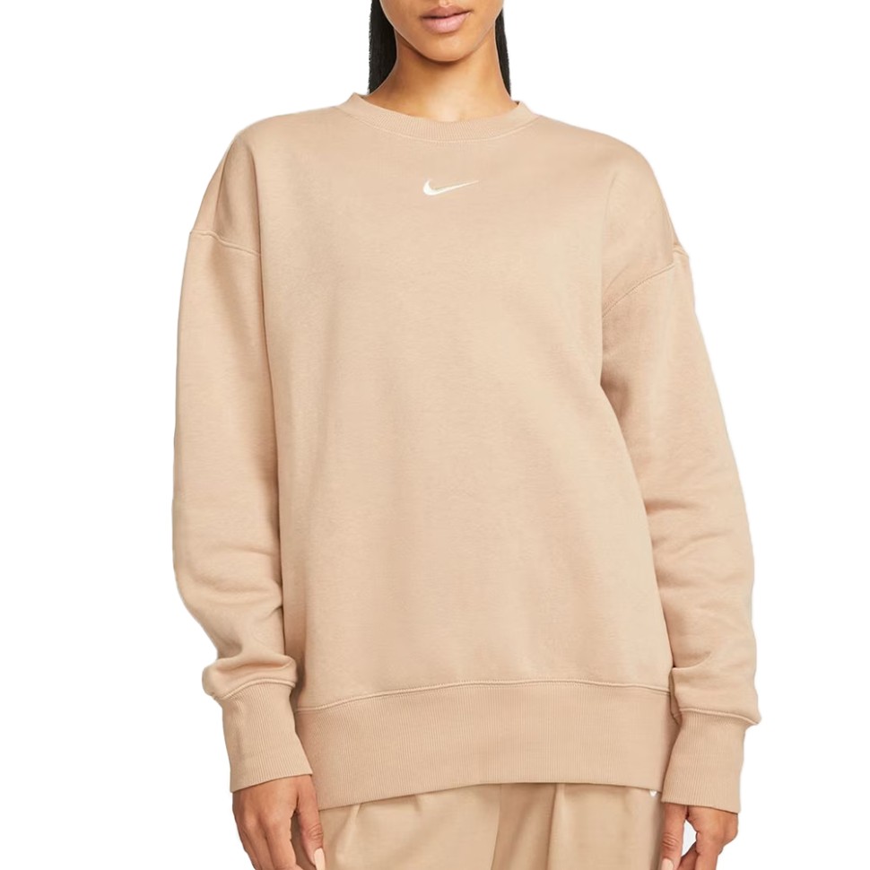 Толстовка жіноча Nike W NSW PHNX FLC OS CREW бежева DQ5733-200 — фото 1
