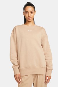 Толстовка женская Nike W NSW PHNX FLC OS CREW бежевая DQ5733-200 изображение 2