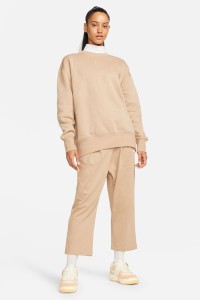 Толстовка женская Nike W NSW PHNX FLC OS CREW бежевая DQ5733-200 изображение 4