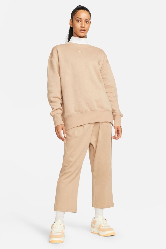 Толстовка женская Nike W NSW PHNX FLC OS CREW бежевая DQ5733-200 изображение 4