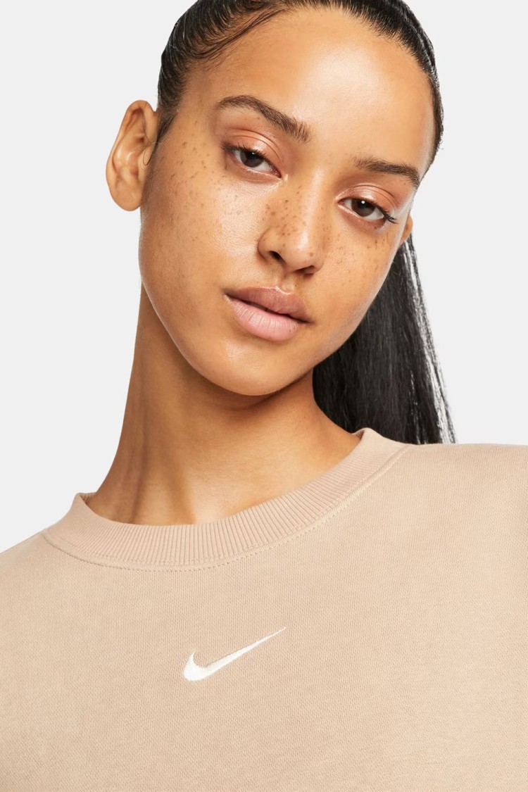 Толстовка женская Nike W NSW PHNX FLC OS CREW бежевая DQ5733-200 изображение 5