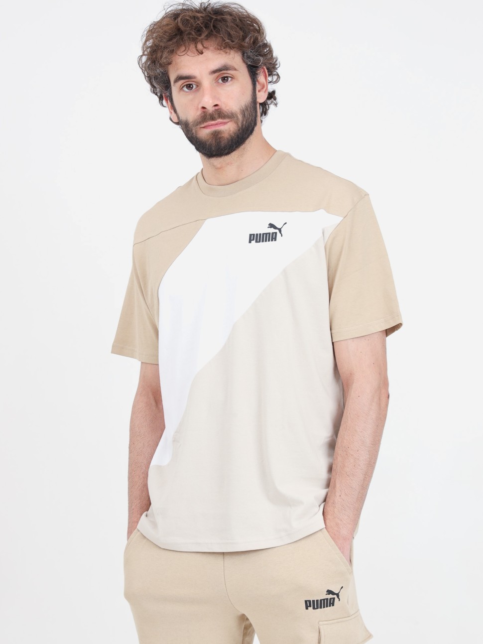 Футболка чоловіча Puma PUMA POWER Colorblock Tee бежева 67892983 — фото 2 — Sport City Футболка чоловіча Puma PUMA POWER Colorblock Tee бежева 67892983 — фото 2