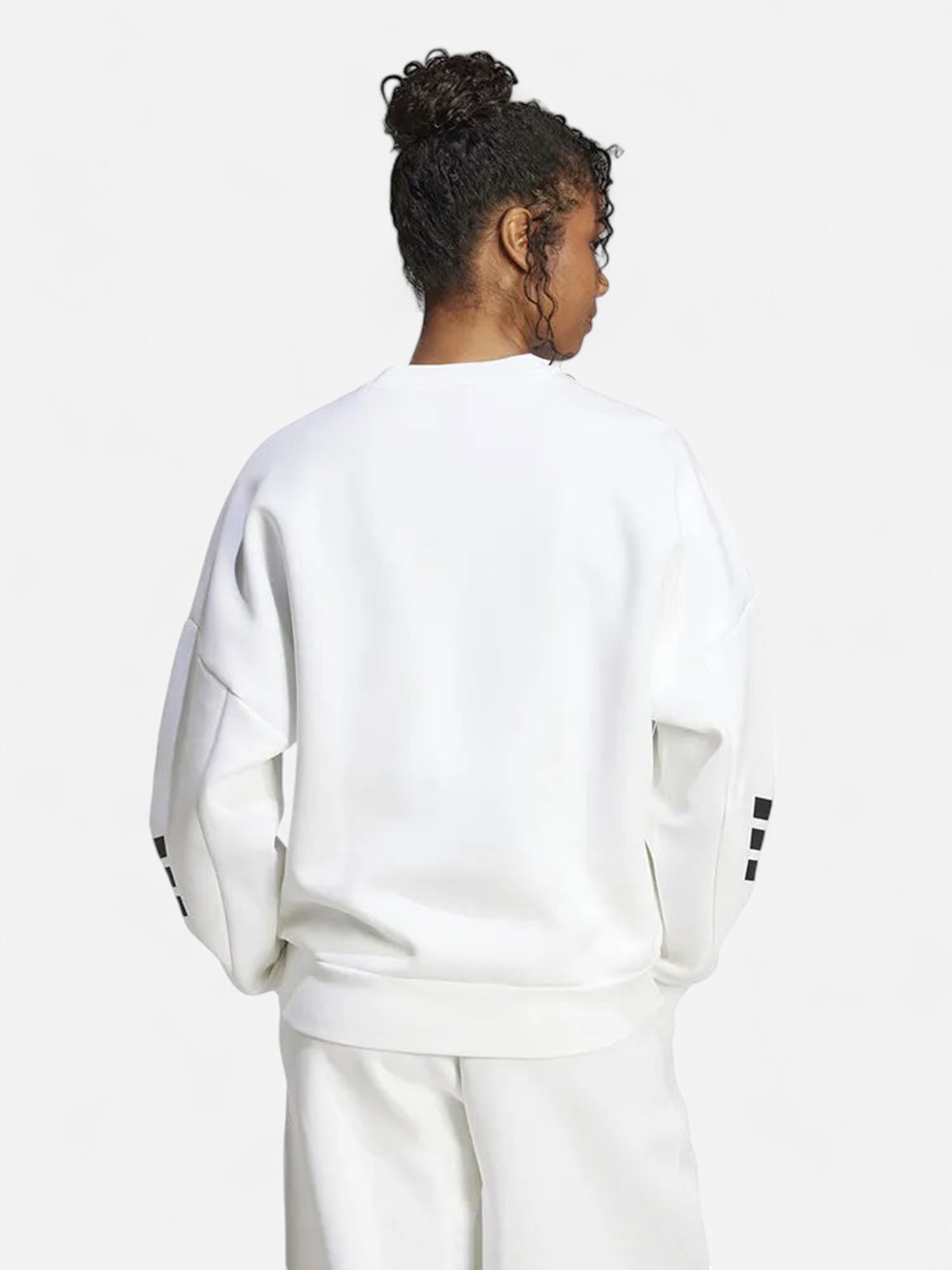 Толстовка женская Adidas W FI 3S SWT белая JE0204 изображение 3