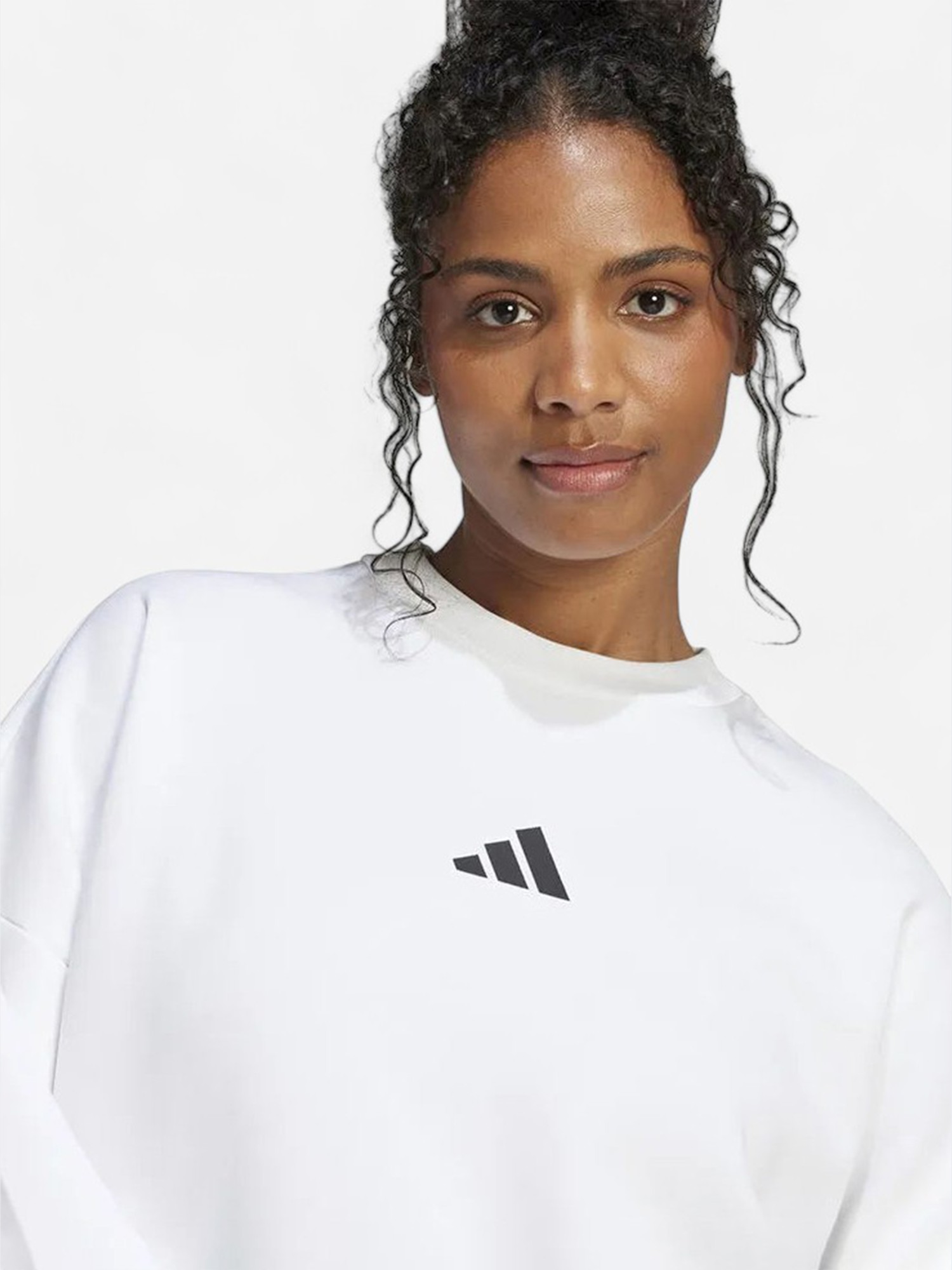 Толстовка женская Adidas W FI 3S SWT белая JE0204 изображение 5