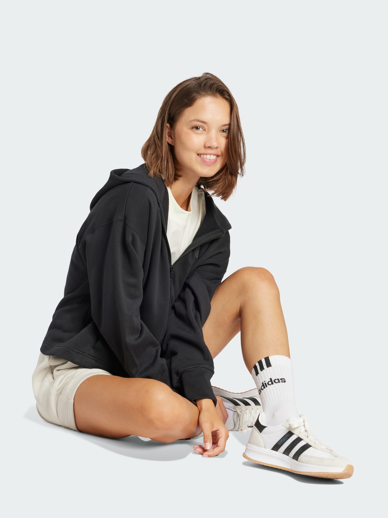 Толстовка женская Adidas W ALL SZN FT FZ черная JJ1251 изображение 6