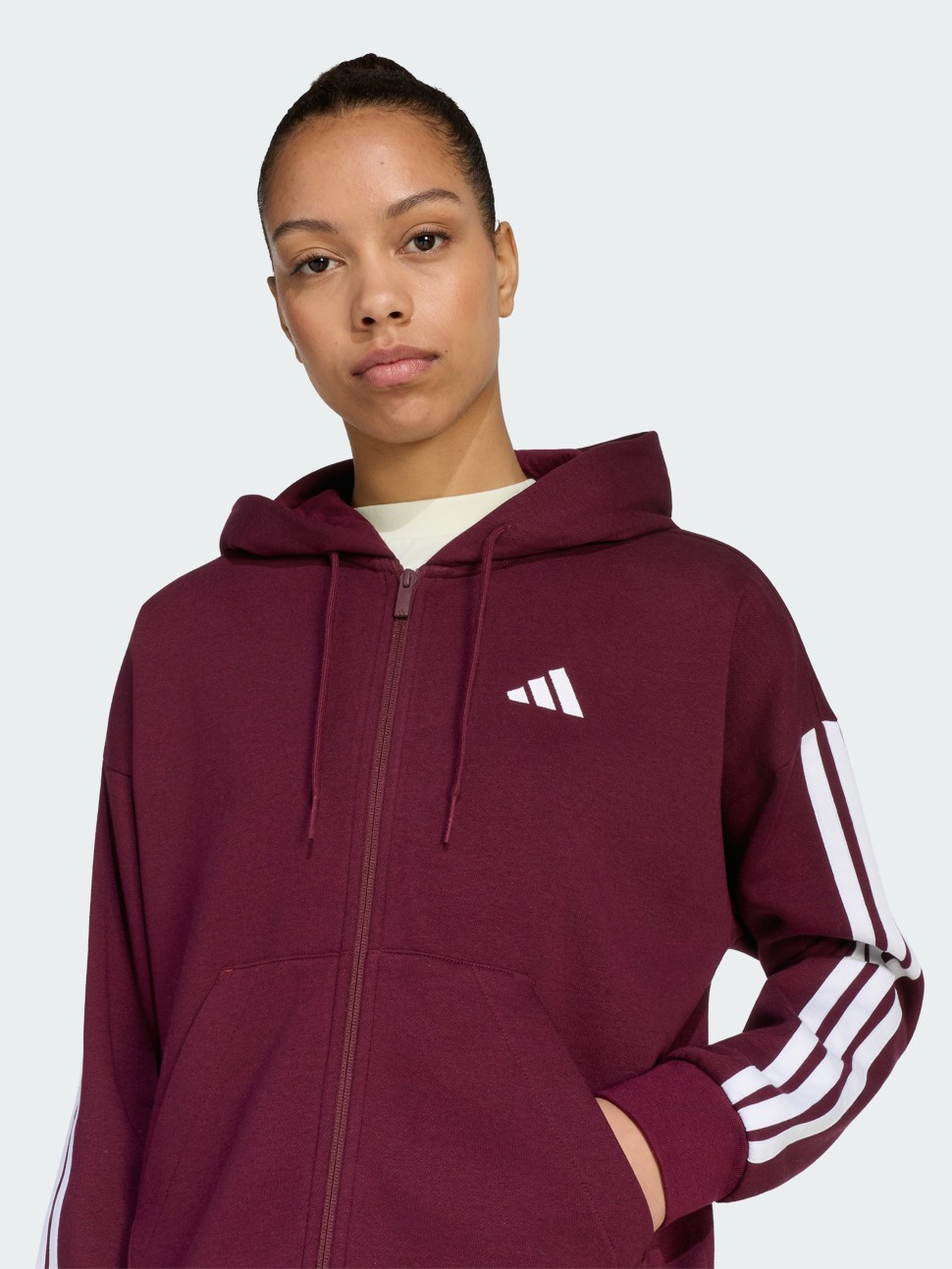 Толстовка жіноча Adidas W 3S FL FZ HD бордова KF6270 — фото 5 — Sport City Толстовка жіноча Adidas W 3S FL FZ HD бордова KF6270 — фото 5