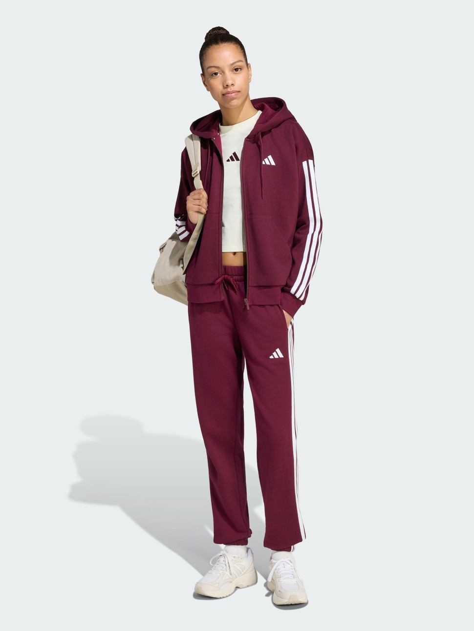 Толстовка жіноча Adidas W 3S FL FZ HD бордова KF6270 — фото 7 — Sport City Толстовка жіноча Adidas W 3S FL FZ HD бордова KF6270 — фото 7