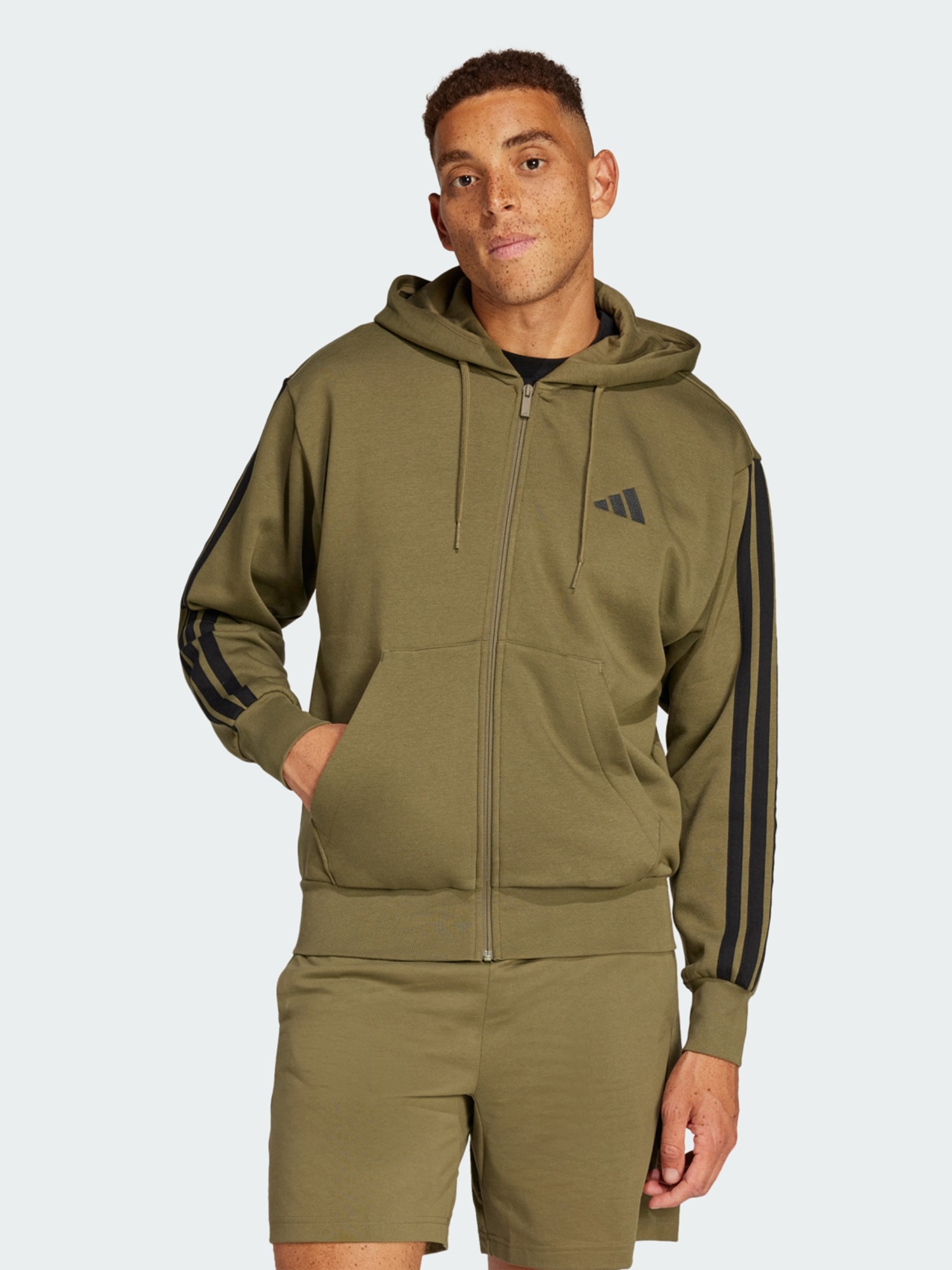 Толстовка чоловіча Adidas M 3S FL FZ HD оливкова JD1864 изображение 2