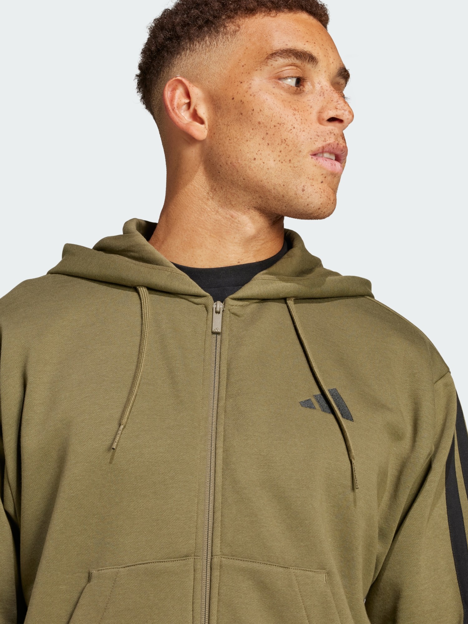 Толстовка чоловіча Adidas M 3S FL FZ HD оливкова JD1864 изображение 5