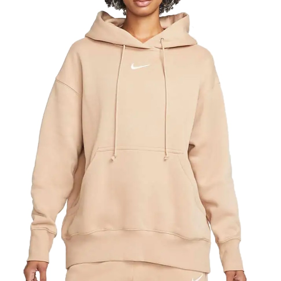 Толстовка женская Nike W NSW PHNX FLC OS PO HOODIE бежевая DQ5860-200 изображение 1