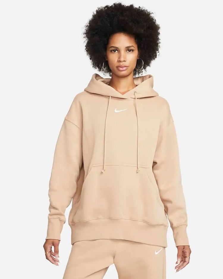 Толстовка женская Nike W NSW PHNX FLC OS PO HOODIE бежевая DQ5860-200 изображение 2
